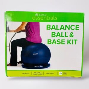 Gaiam Essentials Balance Ball & Base Kit, 65cm Exercise Stability Ball NEW NIB